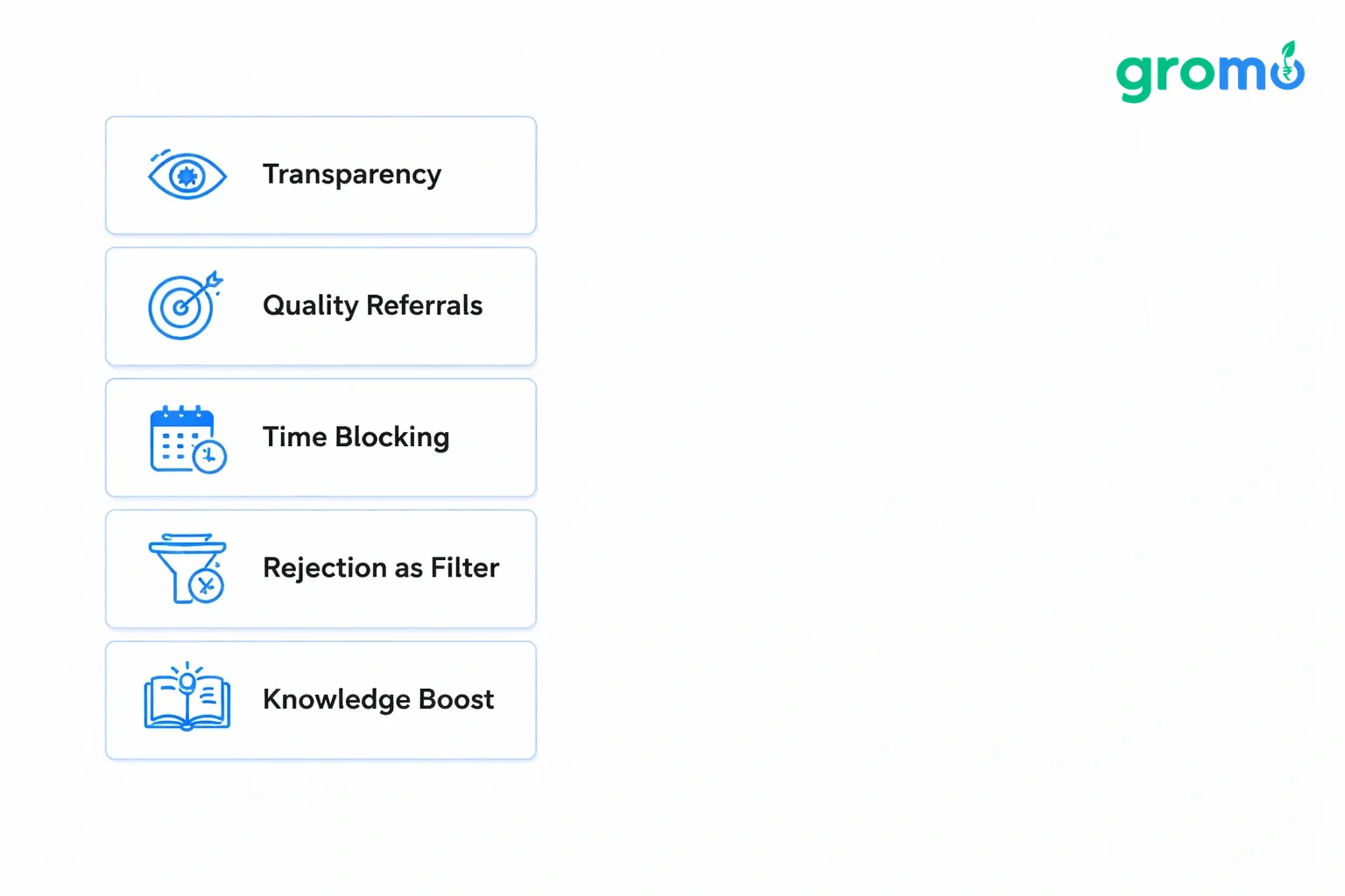 A flat minimalist vector flowchart on a light gray background showing three interconnected boxes titled Trust Barriers, Limited Network, and Balancing Academics, each with relevant icons and brief explanatory text, highlighted in blue accent color.