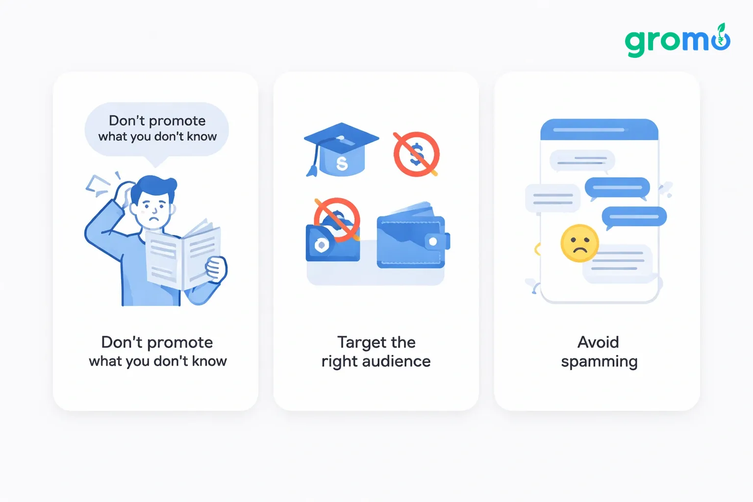 Flowchart illustrating common earning mistakes and their solutions in a flat minimalist vector style with #efefef background and #258bef accents.